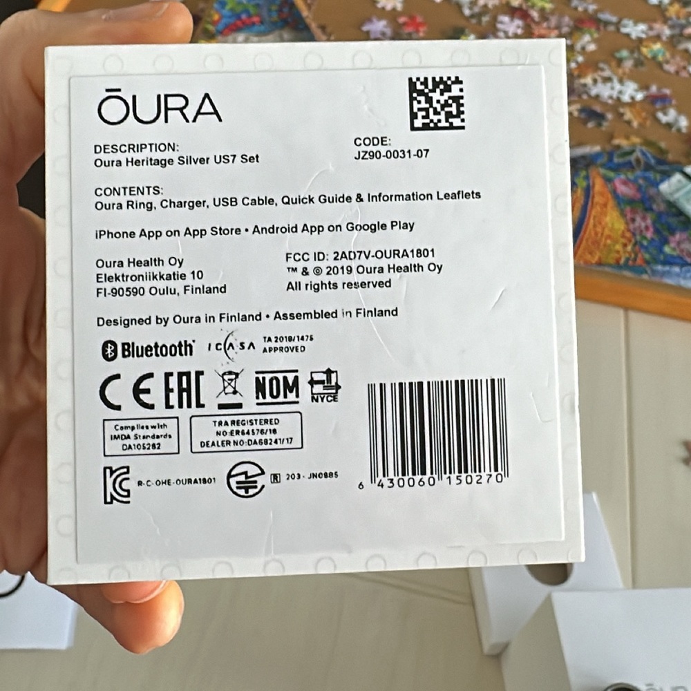 Oura ring gen 2 silver size 7